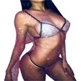 thumbnail image 2 of Women‘s See Through Pearl Rhinestone Cover Up Dress Summer Sheer Mesh Bikini Cover Up Beach Bathing Suit Coverups, 2 of 6