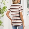 thumbnail image 6 of Otvok Women's Striped Print Short Sleeve Blouses Button V-Neck Pullover Casual Fashionable Top, 6 of 6