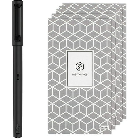 NEO SMARTPEN M1+ Wireless Digital Pen with Neo Notes and PaperTube Companion App (Black) Bundle with 5-Pack of N Memo Notebooks (50 Ruled Pages) - Compatible with Android, iOS, and Windows
