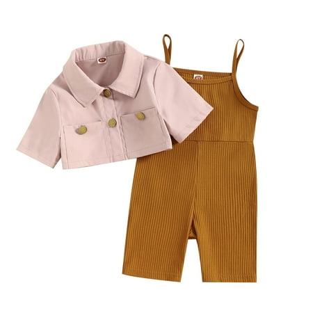 

JDEFEG Kids Active Wear Toddler Babys Girls Clothing Kids Coat Children Autumn Outerwear Pink Coats Corduroy Jackets Jumpsuit 2Pcs Outfits Fit Clothe Pink 7Y