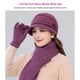 thumbnail image 4 of Sonducket Gorros cálidos de invierno para mujer, bufanda de moda portátil, gorro cómodo, mitones de punto, tocados cálidos, informales para Sombreros Morado oscuro, 4 of 5