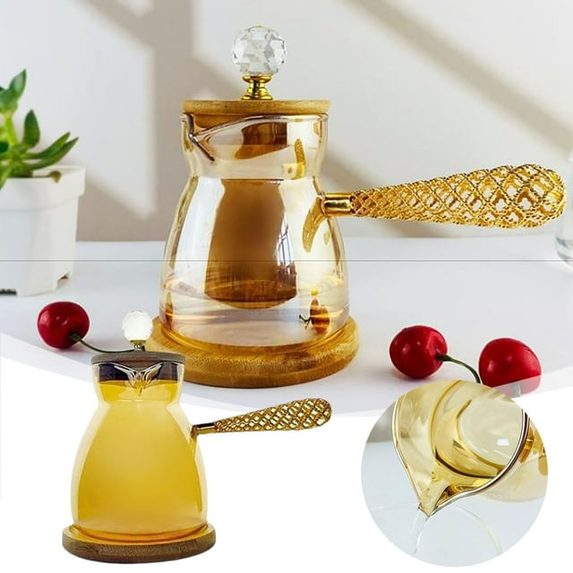 Hbdhejl Ensemble Traditionnel Turc Cafetière à Isolation Thermique Poignée Latérale Dorée Fournie par Station à Café Manuelle Style Rétro