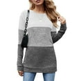 thumbnail image 5 of Womens Color Block Patchwork Tunic Tops Crewneck Long Sleeve Dressy Casual T Shirts Loose Comfy Basic Fall Blouses Tops, 5 of 6