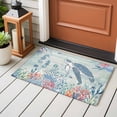 thumbnail image 5 of Teal Coastal Turtle 2'x3' Washable Rug, Beach Nautical Ocean Coral Seahorse Non-Slip Doormat Area Rugs for Entrance Bathroom Bedsides, StainResistant Carpet for Kitchen Bedroom, Entryway Floor Mat, 5 of 9
