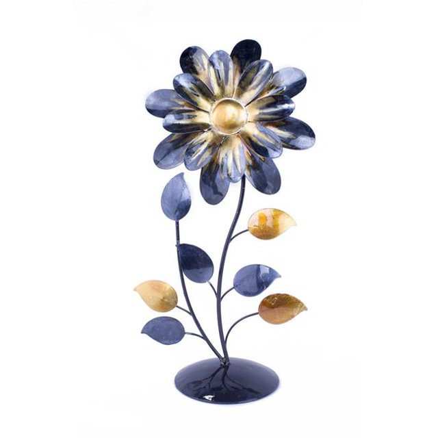 Heather Ann W089991-8004 Flora Foiled and Lacquered Table Top Decorative Object, Copper & Pewter