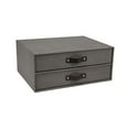 thumbnail image 2 of Bigso Birger 2-Drawer Canvas Fiberboard Easy Pull Handle Document Letter Box | Desktop Drawers for Loose Papers and Documents | Desktop Storage Drawers with Leather Handles | 13.1” x 10” x 5.7” | Grey, 2 of 4