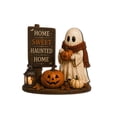 thumbnail image 2 of Wooden Reading Ghost Tabletop Figurine - Cute Librarian Statue for Bookshelf Decor - Halloween Ornament for Library Scene, Study Desk, or Shelf Display - Spooky Gothic Home Accent for Book Lovers, 2 of 7