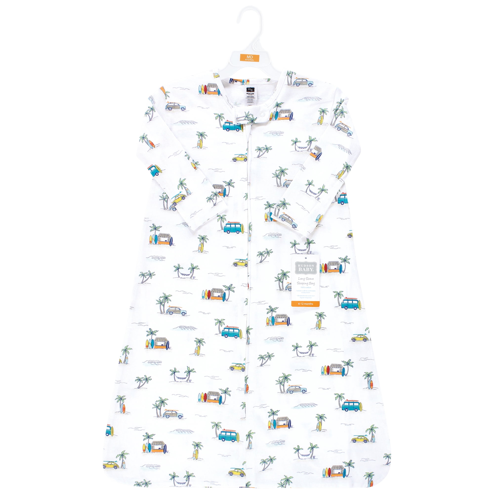 Hudson Baby Unisex Baby Long Sleeve Cotton Jersey Sleeping Bag, Surfer Dude, 0-6 Months