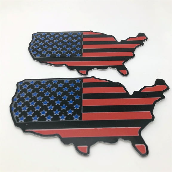 2PCS Black Blue Red Color American USA Star Map Logo for Car Truck Fender Door Side Left and Right Sticker Badge Decal