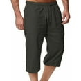 thumbnail image 6 of BLCHUNen Mens Capri Pants Cotton Linen Drawstring Elastic Lightweight Breathable Casual Shorts with Pockets, 6 of 6