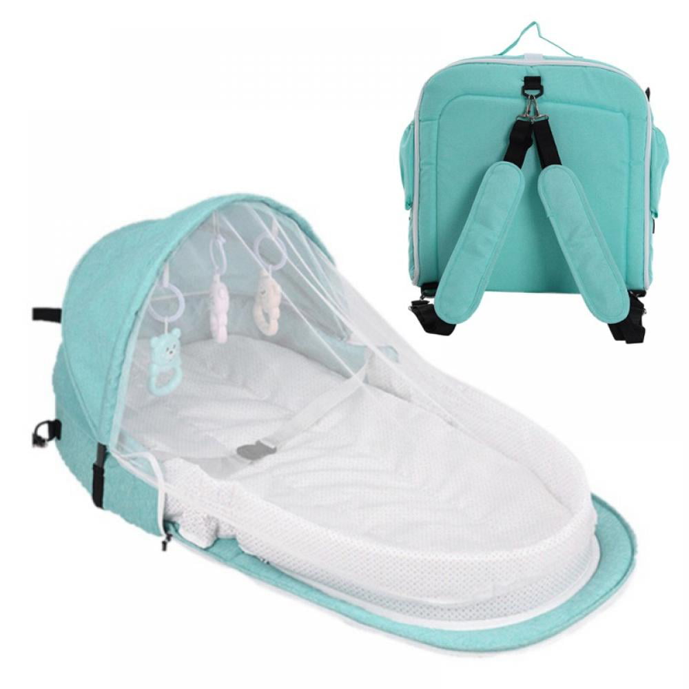 Yooan Portable Baby Travel Bed,Mosquito Net Sleeping Basket with Toys,Foldable Baby Backpack Bed with Mattress Included 