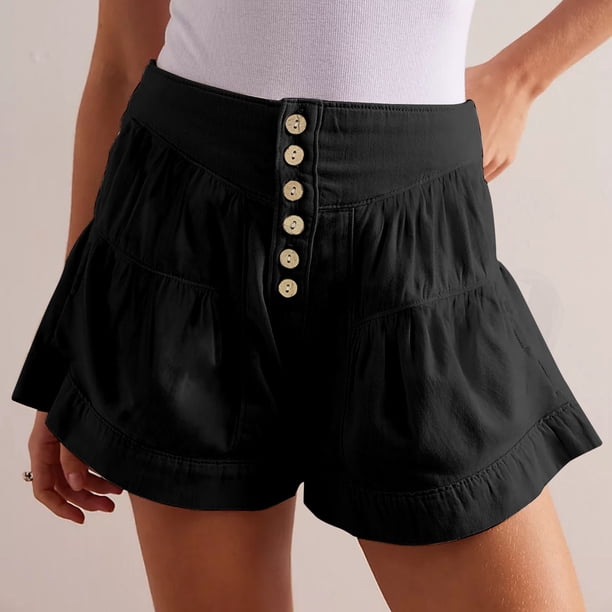 mfyjkho Pantalones Cortos De Gimnasio Para Mujer, Pantalones Casuales De Color Liso Con Cintura Elástica Y Pierna Ancha Para Mujer Pantalones Cortos Para Correr Para Mujer M