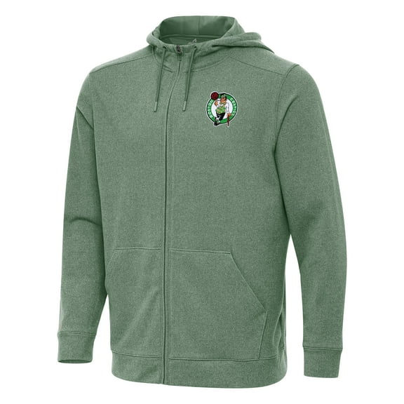 Men's Antigua Heather Green Boston Celtics Effortless Full-Zip Hoodie Jacket