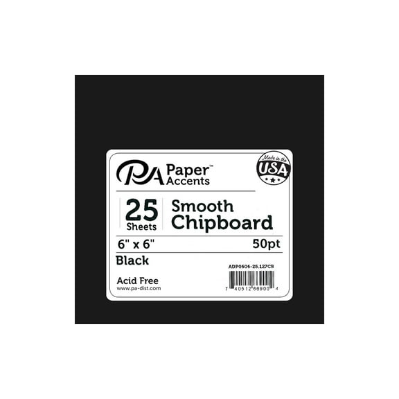 Paper Accents Chipboard 6"x 6" 1X Heavy 50pt Black 25pc