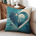 thumbnail image 3 of Happy Valentines Day Blue Series Love Heart Throw Pillow Covers 16"x16", 1 Pcs, Linen Study Sofa Cushion Cover Indoor Living Room Home Decor, 3 of 6