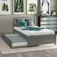 thumbnail image 2 of Twin Platform Bed with Trundle, Minimalistic Stylish Wood Bed Frame, Easy to Install,Gray, 2 of 7