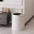 thumbnail image 2 of PHIGZNT Round Metal Small 3.9 Gallon Recycle Trash Can Wastebasket, Garbage Container Bin for Bathrooms, Kitchen, Bedroom, Home Office - Durable Stainless Steel - Mirri Collection - White Marble, 2 of 6