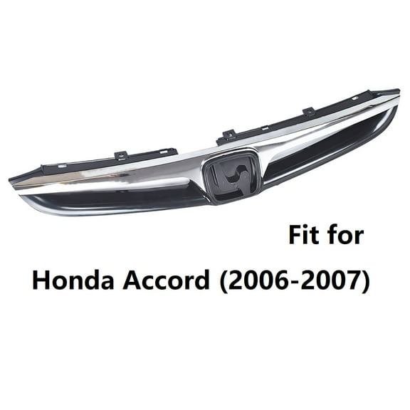 Fit for Honda Accord 2006-2007 Front Grille, HO1200179 HO1210118, Black & Silver Chrome, 06-07 Accord Grill