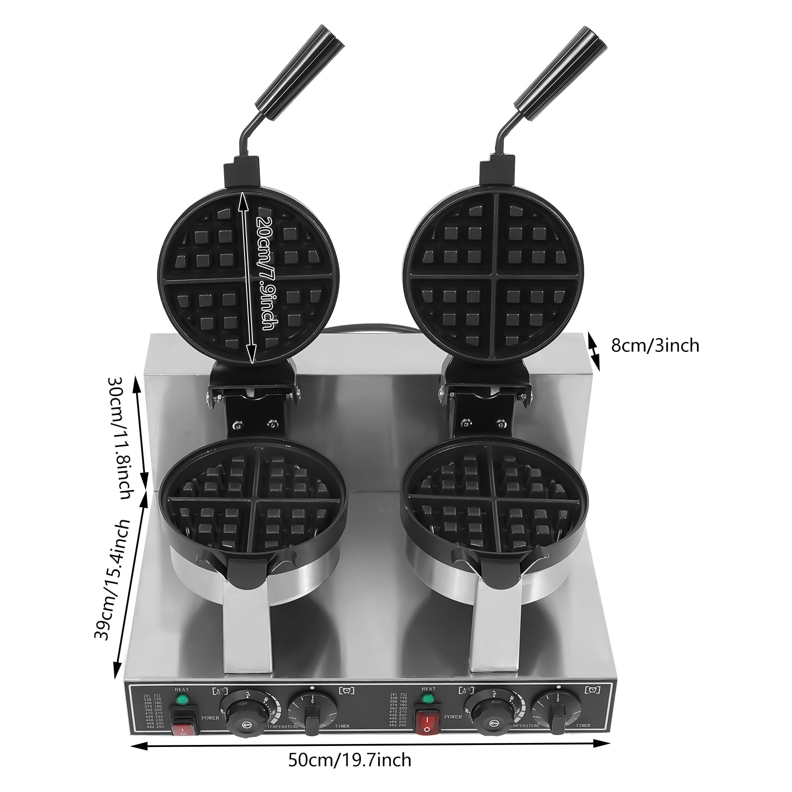 1 PCS 50*39*30cm/19.7*15.4*11.8in Waffle Maker, Waffle Making Machine, Double Head Waffle Maker Machine