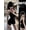 Black, variant on Women Rompers Sleeveless Square Neck Stretch Contrast Workout Active Tank Romper