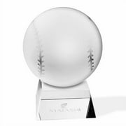 Matashi Crystal Crystal Etched Baseball Ornament and Trapezoid Base Paper Weight