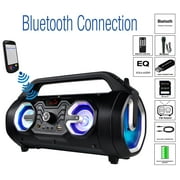 Boytone BT-16S Portable Bluetooth Boombox Speaker, Indoor/Outdoor, 25W, Loud Sound, Deeper Bass, EQ, 5" Subwoofer, 2 x 3 Tweeter, FM, 9H Playtime, USB, Micro SD, AUX, Microphone, Recording, LED Light