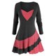 thumbnail image 1 of Talla grande bicolor de dos tonos túnica falda de túnica camiseta Rosegal Mangas largas de talla grande, 1 of 5