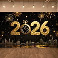 thumbnail image 4 of Golden Theme New Year Banner Elegant Design Countdown Clock Balloon Decoration for Party Celebration Event, 4 of 9