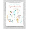 thumbnail image 1 of Enjoy the Ride Tapestry, Doodle Art Style Colorful Italian Motorcycle Urban Transportation Vehicle, Wall Hanging for Bedroom Living Room Dorm Decor, 60W X 80L Inches, Multicolor, by Ambesonne, 1 of 2