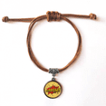 thumbnail image 1 of Boom Dialog Spark Exclamation Bracelet Leather Hide Rope Wristband Brown Jewelry, 1 of 3