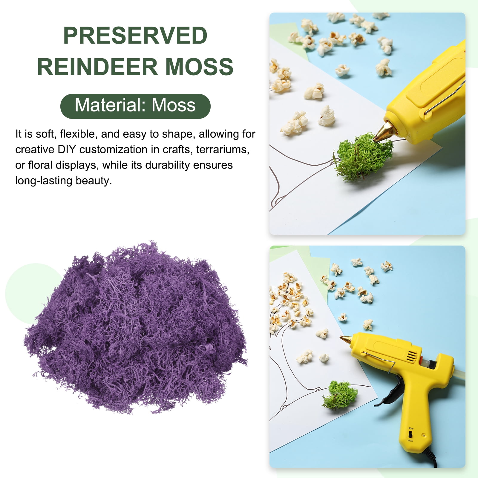Uxcell 7.8oz Preserved Reindeer Moss Purple Decorative Artificial Fake Moss