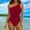 Red, variant on One Shoulder One Piece Swimsuit for Women Tummy Control Solid Drawstring Bathing Suits Monokini Bikini Sets for Beach Pool