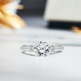 thumbnail image 3 of JeenMata 1.75 Carat Round Cut Moissanite Engagement Ring - Bridal Set - 3 Stone Ring - Trilogy Ring - Promise Ring - 18k White Gold Over Silver, 3 of 9