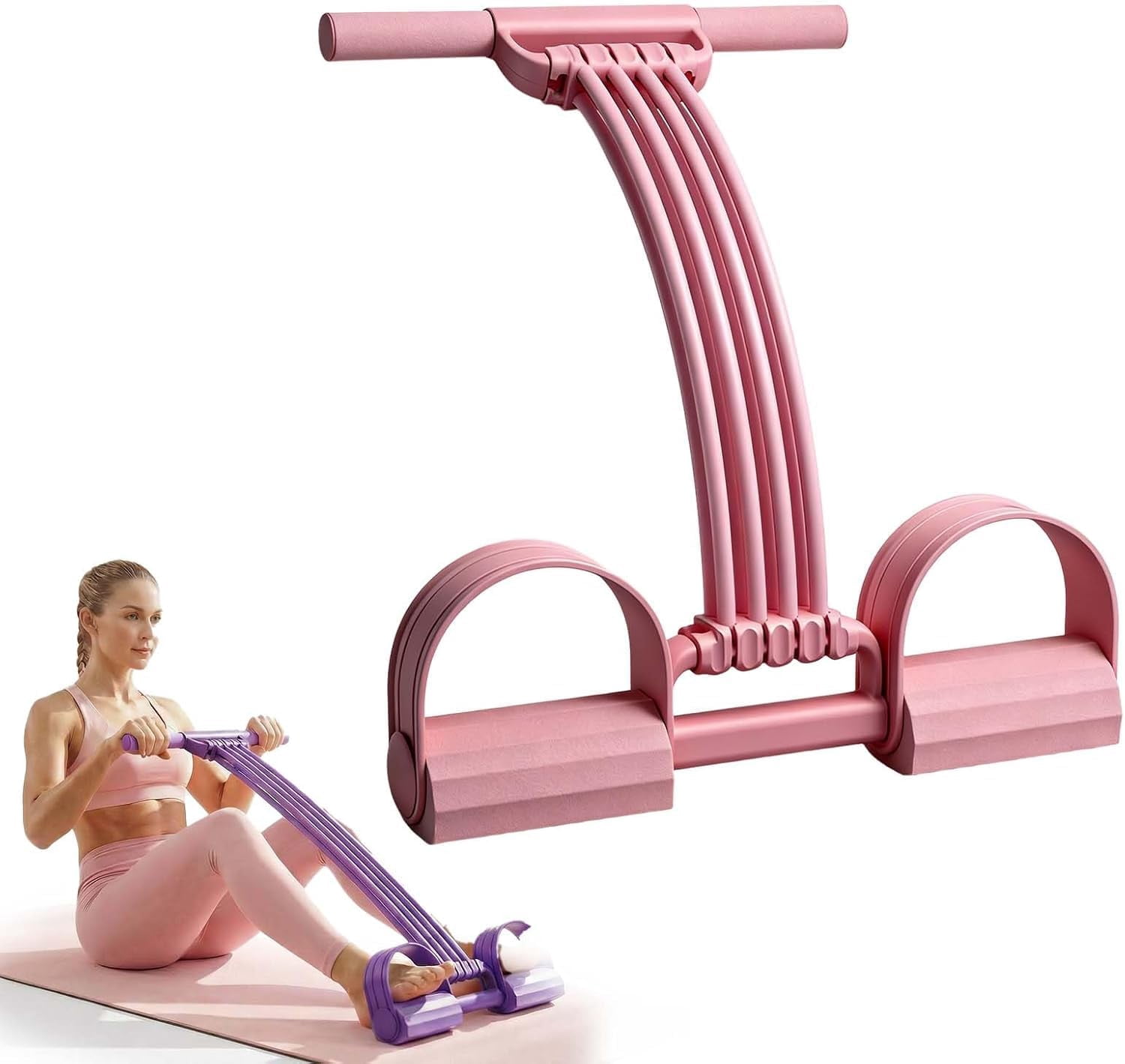 Multifunction Pedal Resistance Band, 2026 Upgraded Elastic Yoga Tension Rope with Handles, Ideal for Home Exercise, Full-Body Workouts