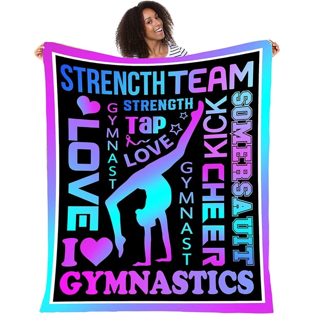 LHSHID Gymnastics Blanket Loves Gymnastics Kids Fleece Throw Blanket Gymnastics Birthday Party Gift for Teens Kids Daughter Granddaughter Ultra Soft Sofa Bed Blanket Travel Blanket Luxurious Blanket