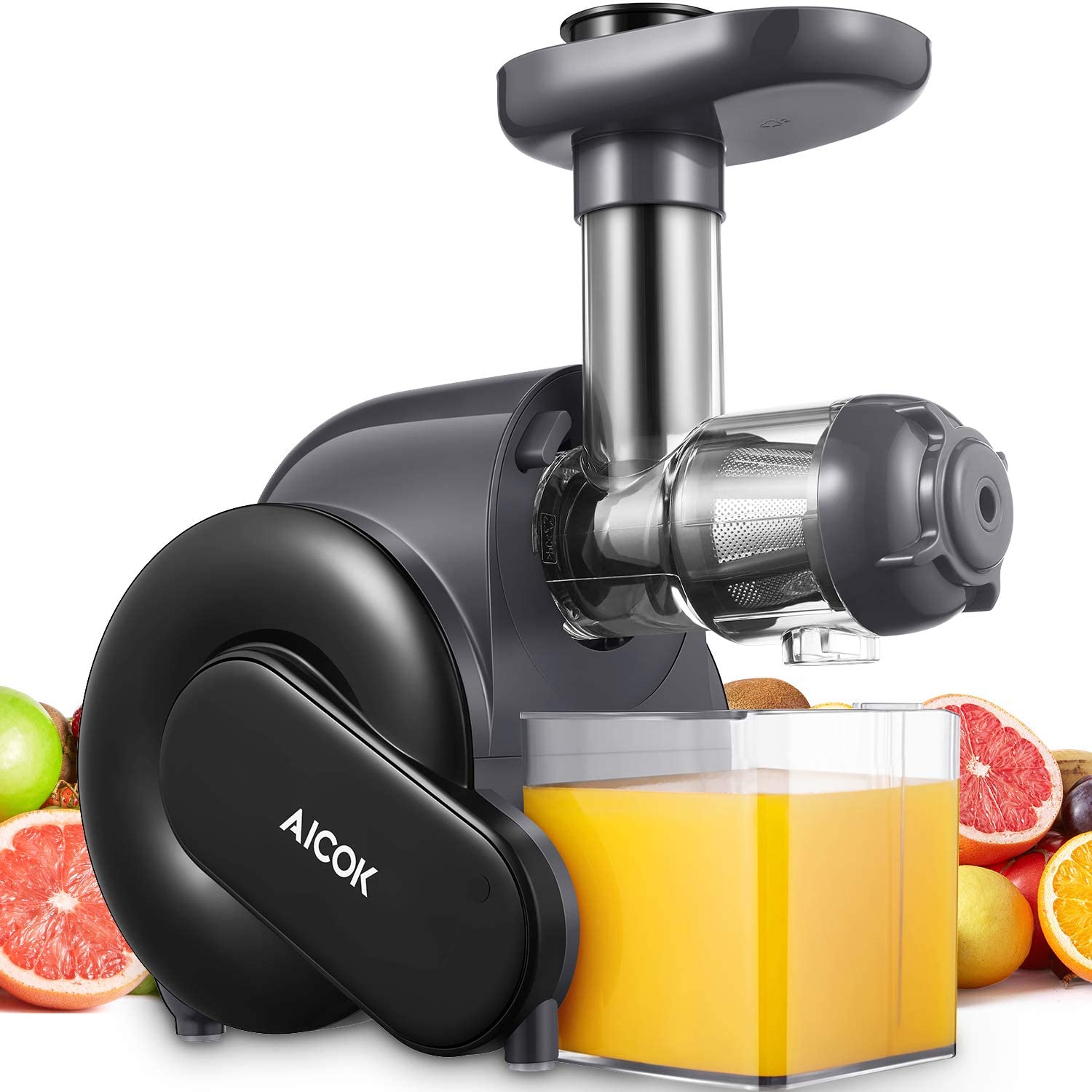 FDA Approved Slow Juicer IKICH 64RPM Golden Ratio Speed Slow Masticating Juicer with 200W Quiet Efficient Motor Brush,Juice Recipes Reverse Function Cold Press Juicer with Safe Lock BPA-Free