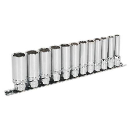 

Sealey Ak2744 Socket Set 12Pc 3/8In Sq Drive Deep Lock-On 6Pt Metric