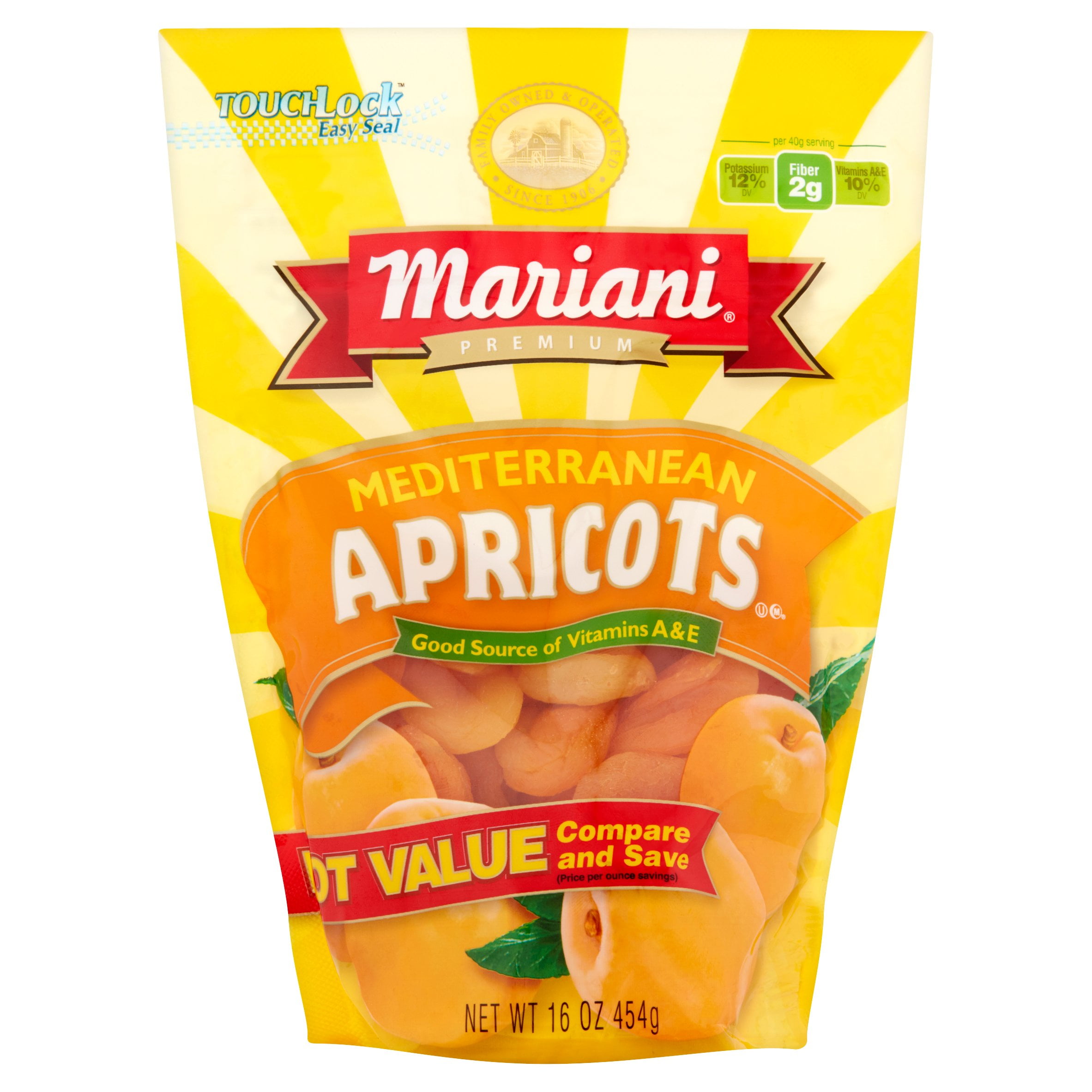 Mariani Dried Fruit, No Sugar Added, Mediterranean Dried Apricots, 16oz