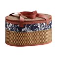 thumbnail image 1 of Cesta tejida de bambú, cesta de regalo con asas dobles, contenedor organizador de huevos, cesta de bambú con tapa para bocadillos de camping marrón S, 1 of 9