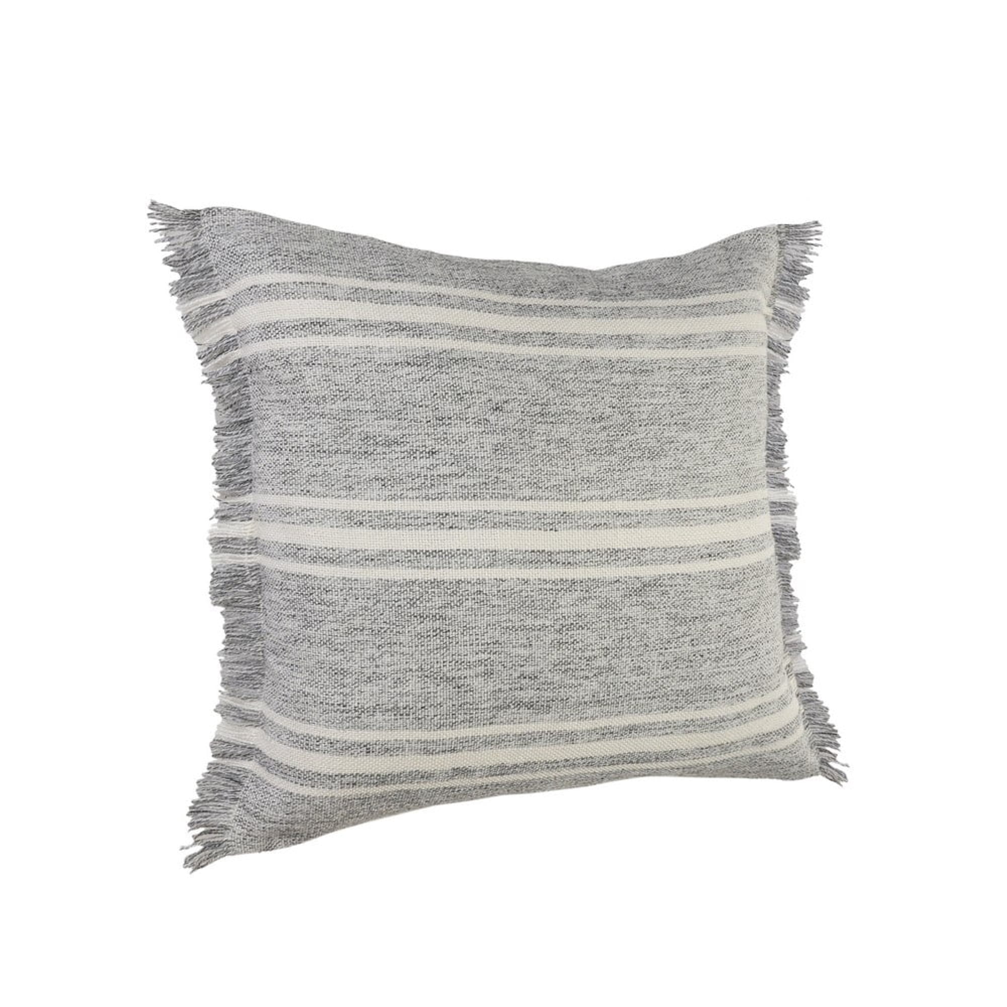 Ox Bay 24" x 24" Hand-Woven Gray/ White Stripe Resistant Polyester Pillow Cover