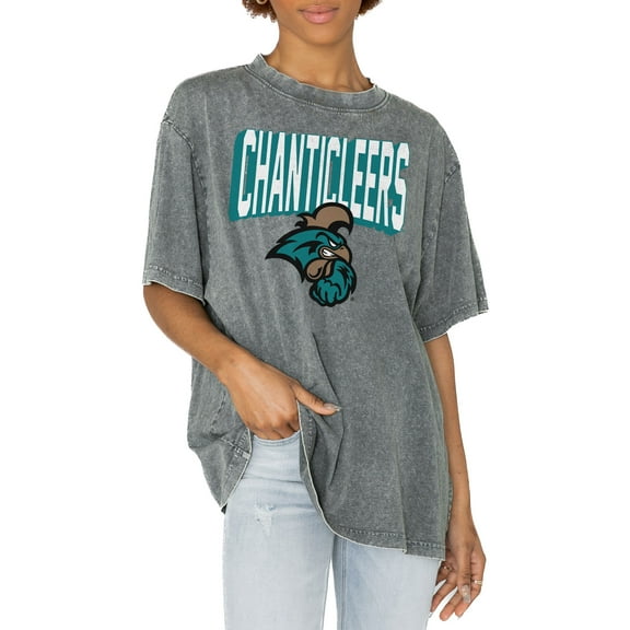 Women's Gameday Couture Gray Coastal Carolina Chanticleers Solid Defense Oversized T-Shirt