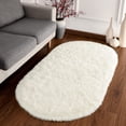 thumbnail image 5 of Homore Ultra Soft Modern Oval Rugs for Bedroom, 2.6' x 5.3' , Creamy, 5 of 6