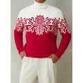 thumbnail image 3 of Genuiskids Family Matching Christmas Sweater Snowflake Print Contrast Color Turtleneck Long Sleeve Knitted Pullovers, 3 of 6