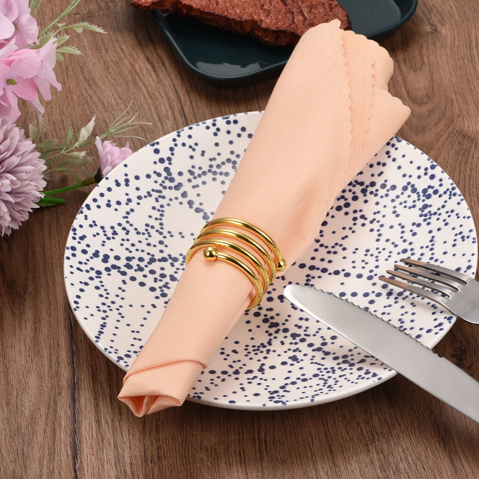 Unique Bargains Napkin Rings Metal Napkin Buckles for Dining Holiday DIY Black