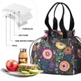 thumbnail image 4 of Boho Bohemia Flower Drawstring Lunch Bag Women - Drawstring Lunch Bag Insulated for Work Office - Stain-Resistant Large Lunchbags for Women with Multi-Pockets, 4 of 6