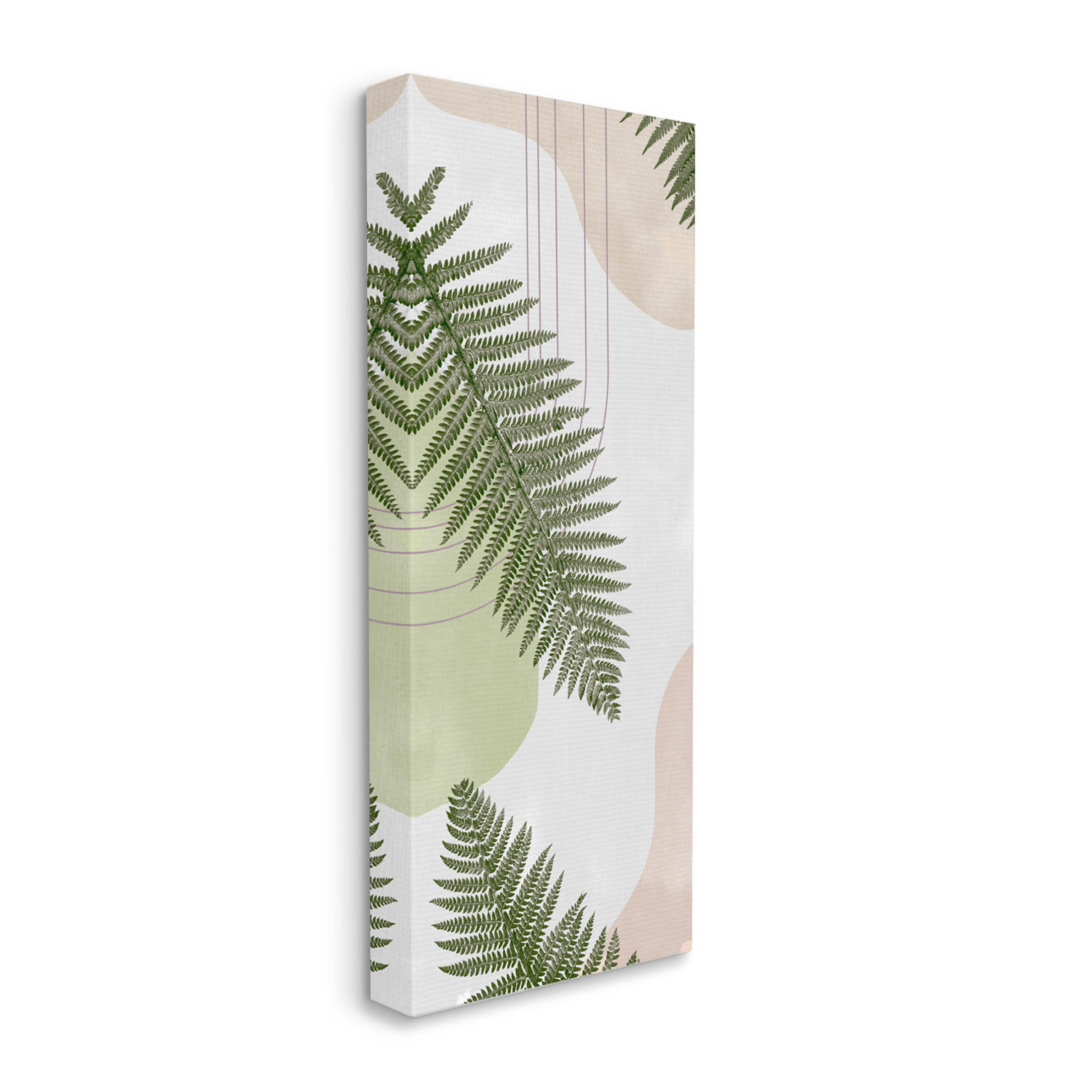 Pastel Shapes Fern Sprouts Botanical & Floral Graphic Art Gallery Wrapped Canvas Print Wall Art