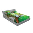 thumbnail image 2 of Ambesonne Nature Fitted Sheet & Pillow Sham Set, Cascade Trees Greenery, Full, Green Grey, 2 of 2