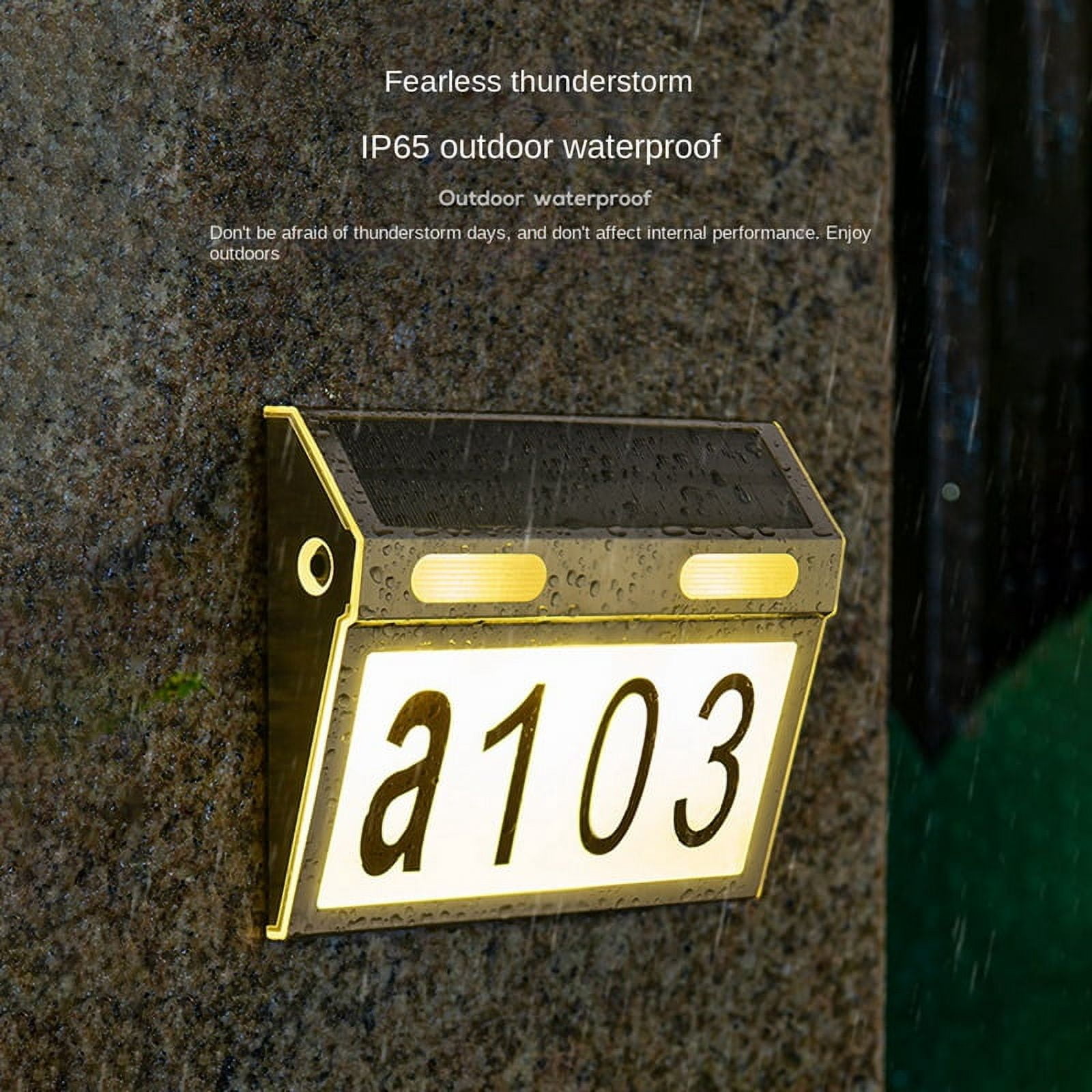 Solar House Number Light, Door Numbers LED Lights Outdoor with IP65 Waterproof Material with 3 Lighting Modes,1 x solar light,silver
