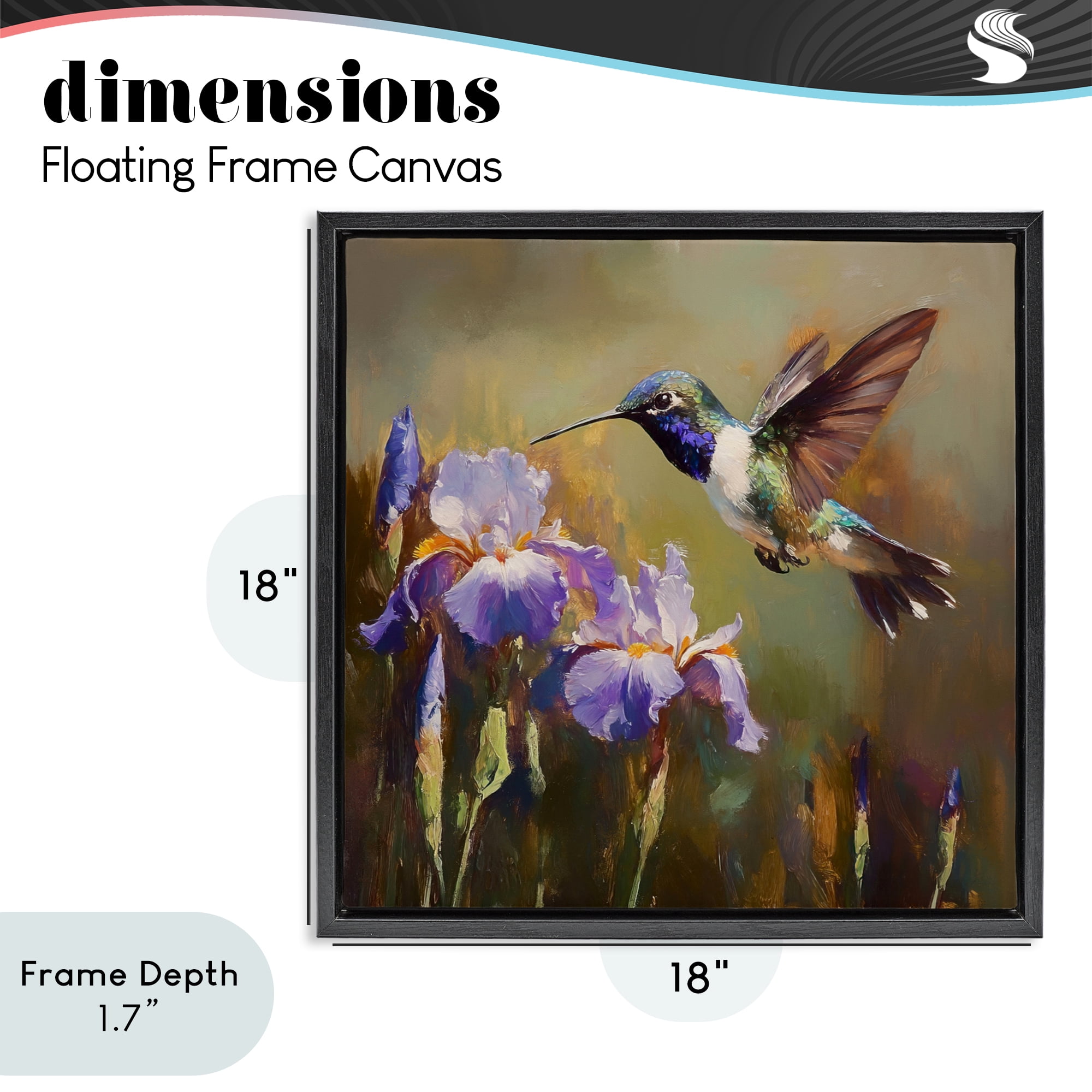 Stupell Industries Hummingbird & Purple Irises Black Framed Floater Canvas Wall Art, design by Tina LeCour