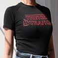thumbnail image 4 of Camiseta de mujer Corta, delgada, cuello redondo, Top corto con letras impresas, Negro, M Monstrate AP001464-05B, 4 of 7